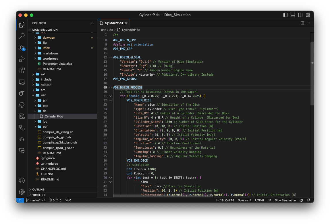 VS Code Window of a DS Script
